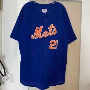 Mets Men's Royal Blue Mesh Jersey with Orange Script